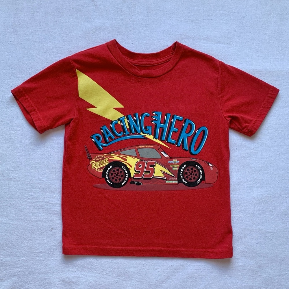 Disney Lightning McQueen Racing Hero Cars Boys Short Sleeve Red T-Shirt size 7